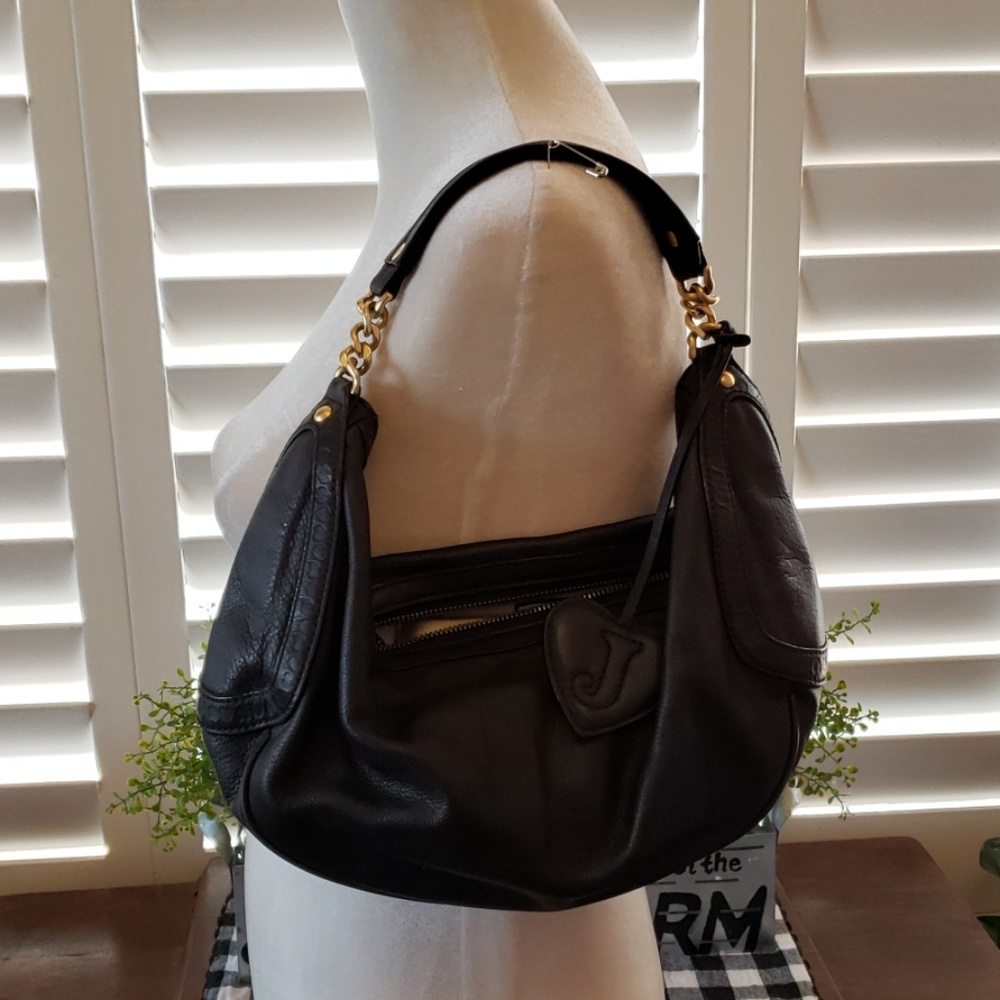 Juicy Couture, leather hobo, black.